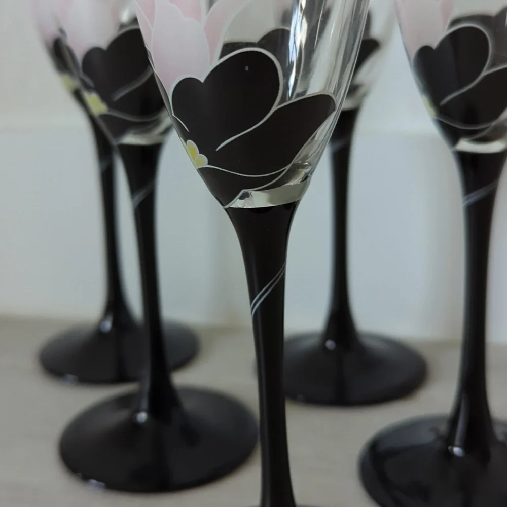 80s Vintage Made in France Luminarc Domino Anaïs Lot 6 champagne flutes